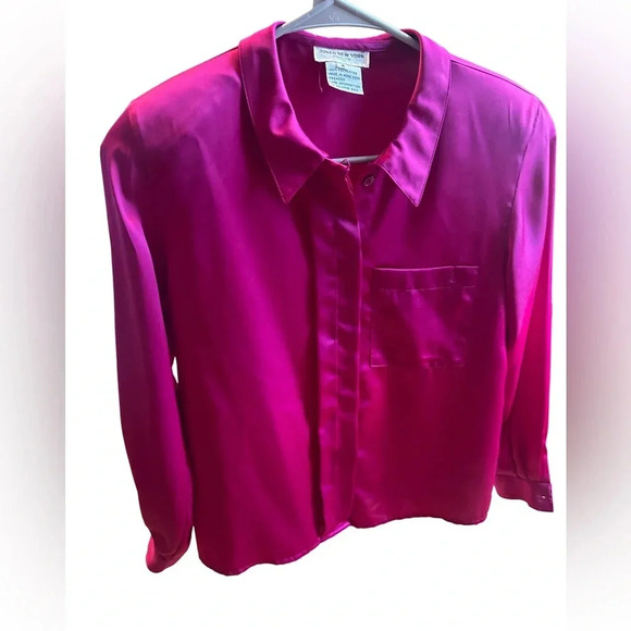 Hot Pink Fusua Jones New York button up long sleeve blouse - Picture 1 of 7